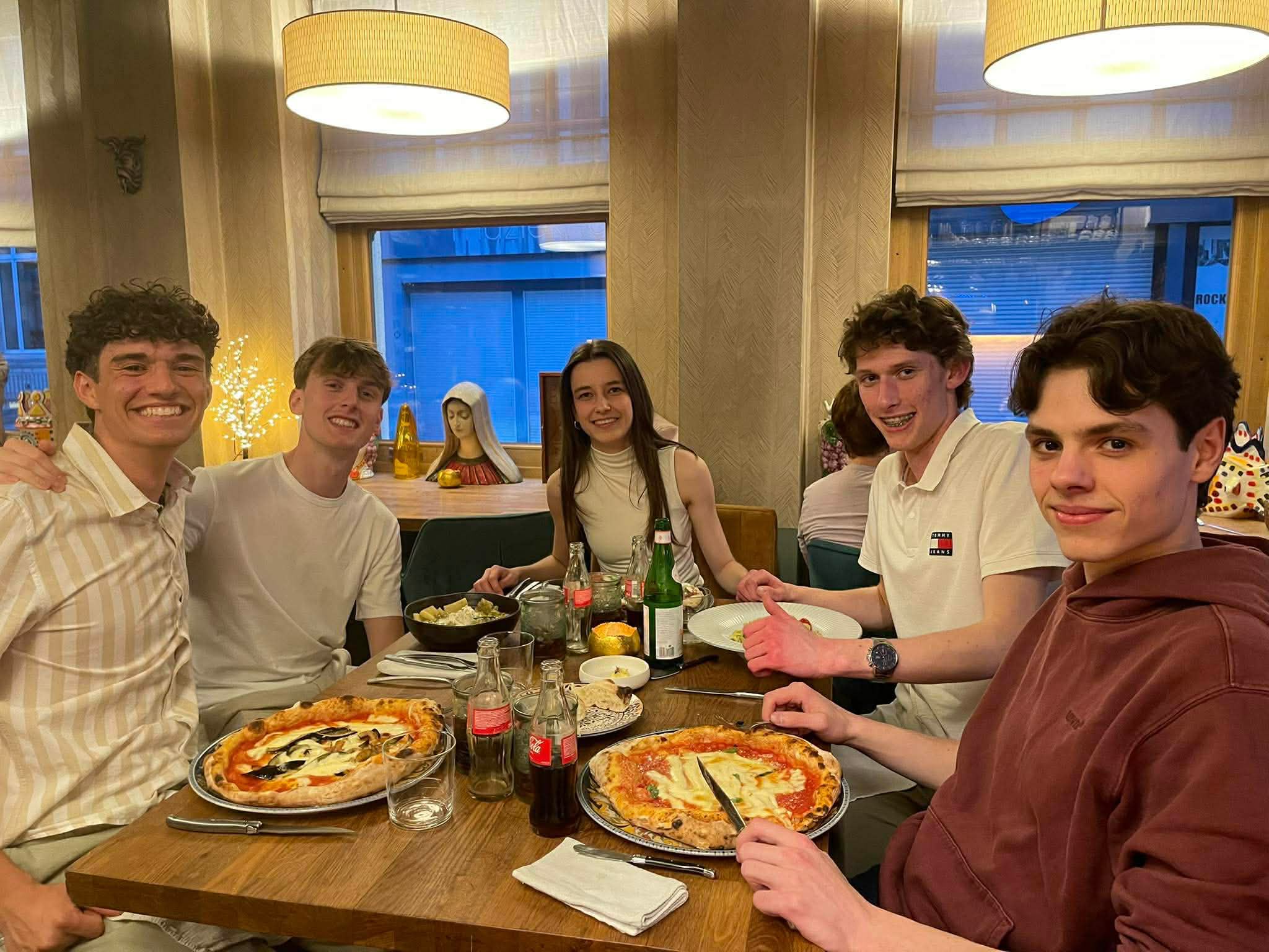 Members at a restaurant visit
